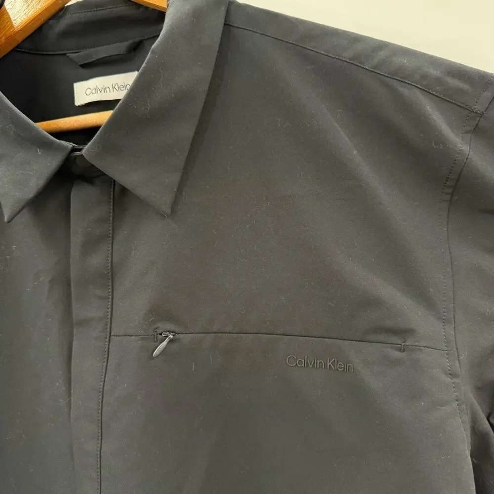 NWT Calvin Klein Performance Wear Polyester Long Sleeve Hidden Snap Down Shirt - Picture 5 of 12